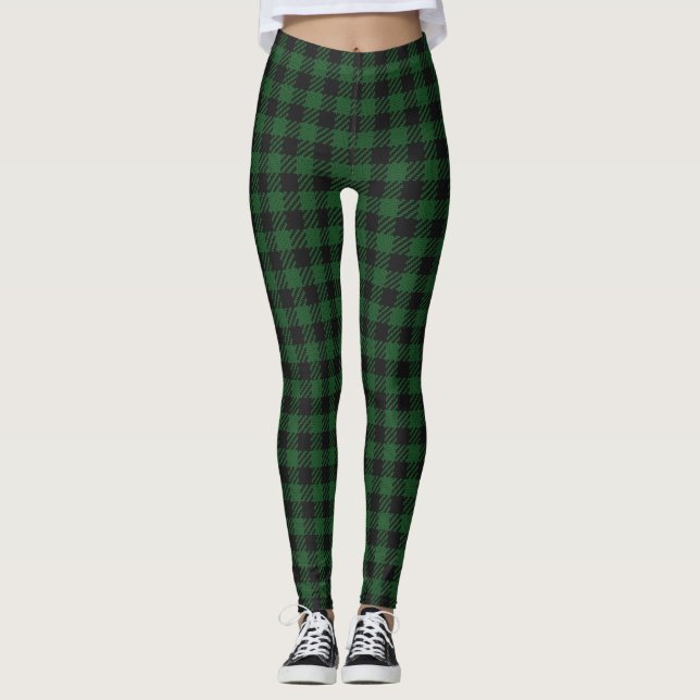 Leggings de Xadrez de Buffalo Verde (Frente)