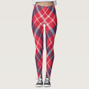Leggings de Xadrez de Tartan Vermelho - Calça com