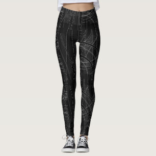Leggings de Xadrez distorcidas pela tecnologia Edg