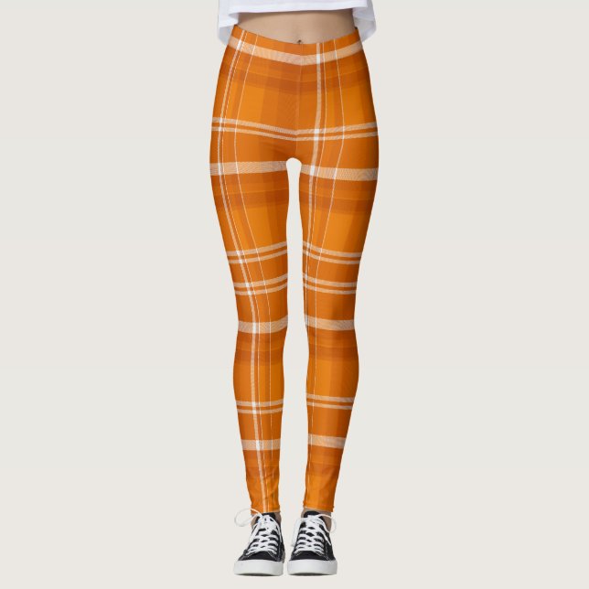Leggings de Xadrez laranja perfeitas para queda de (Frente)