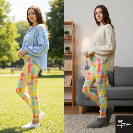 Leggings de xadrez vibrantes