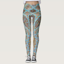 Leggings de Yoga com Estampa Floral Botânica Azul
