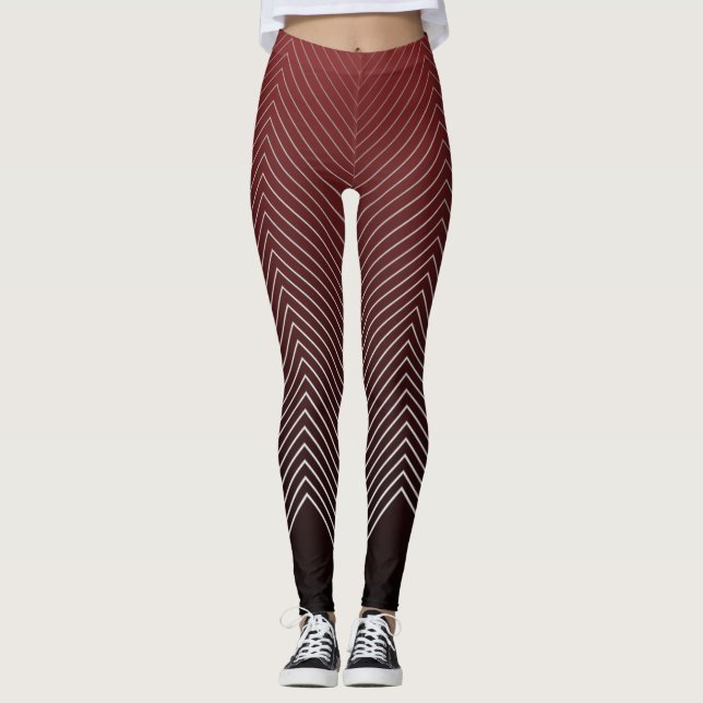 Leggings de Yoga da Illusão Vermelha Negra (Frente)