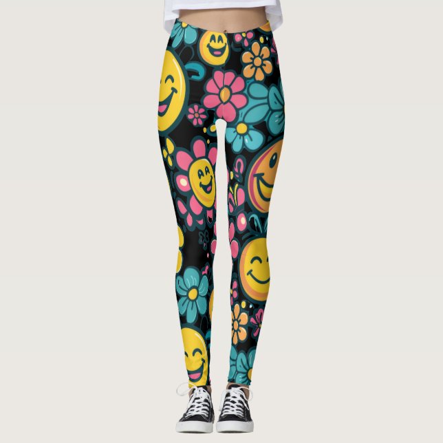 Leggings de yoga de ginásio flor (Frente)