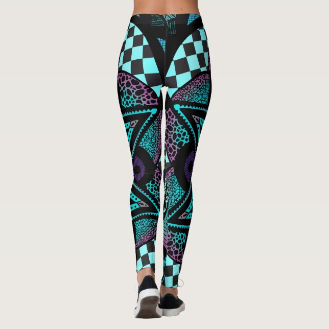 Leggings de Yoga Flor de Ombré Mandala Roxo e Teal (Verso)
