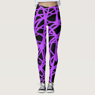 Leggings de Yoga listradas a preto e violeta