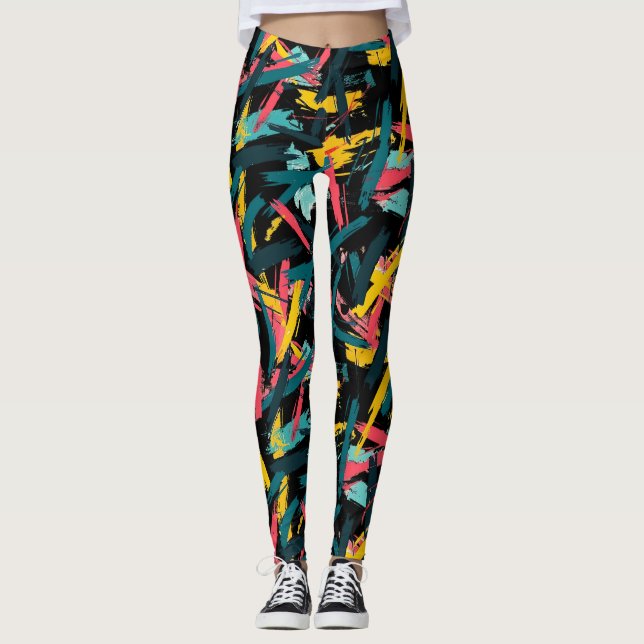 Leggings de yoga para academia com pinceladas de t (Frente)