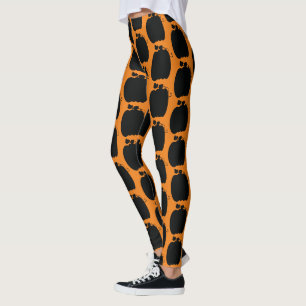 Leggings Desenhadas à Mão com Abóboras de Hallowee