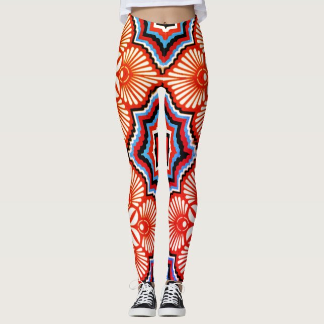 Leggings Design 3D digitais coloridas - Ajustado p (Frente)