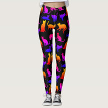 Leggings Design de Gatos Coloridos
