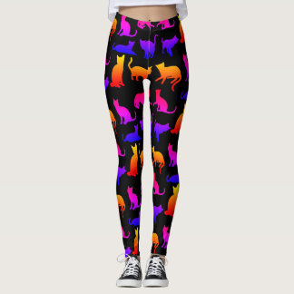 Leggings Design de Gatos Coloridos