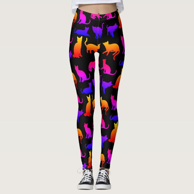 Leggings Design de Gatos Coloridos (Frente)