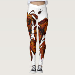 Leggings design exclusivo.  Laranja castanho Louco