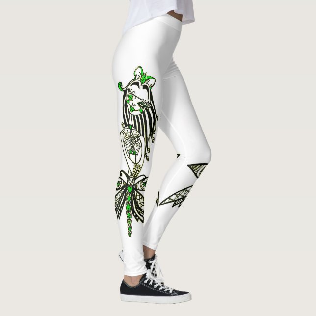 Leggings design exclusivo. Uma borboleta verde. (Direita)
