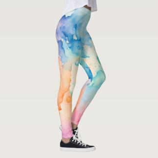Leggings Designer de Borrifo de Aquarela