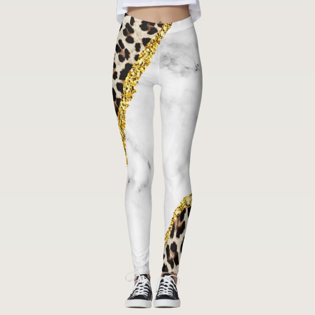 Leggings desportivas do Pintinho-leopardo (Frente)
