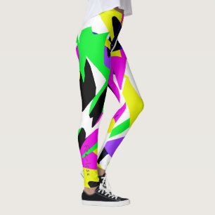 Leggings Destemidas de Arte Geométrica Abstrata Fu