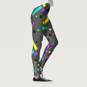 Leggings Destemidos de Arte Geométrica Abstrata Fu