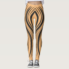 Leggings dinâmicas em preto e laranja