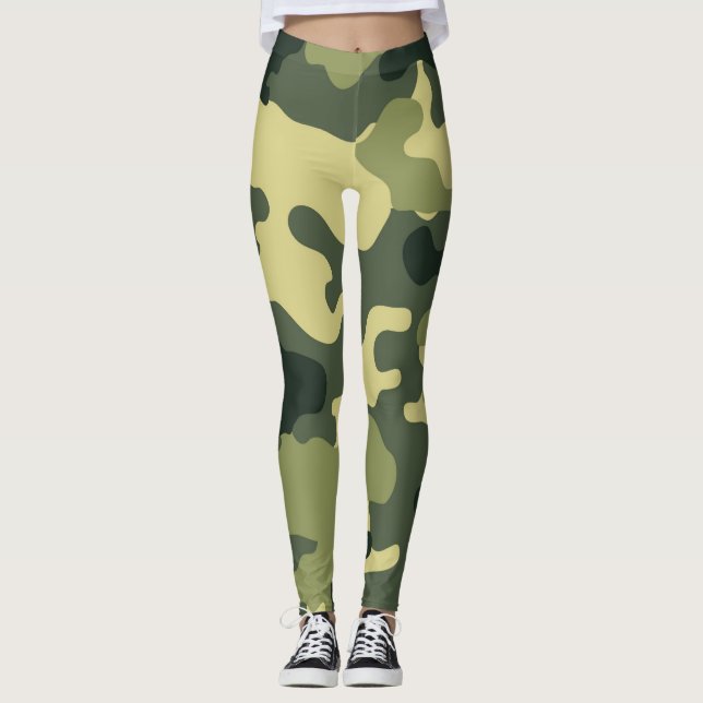 Leggings do Camo Verde do Exército (Frente)