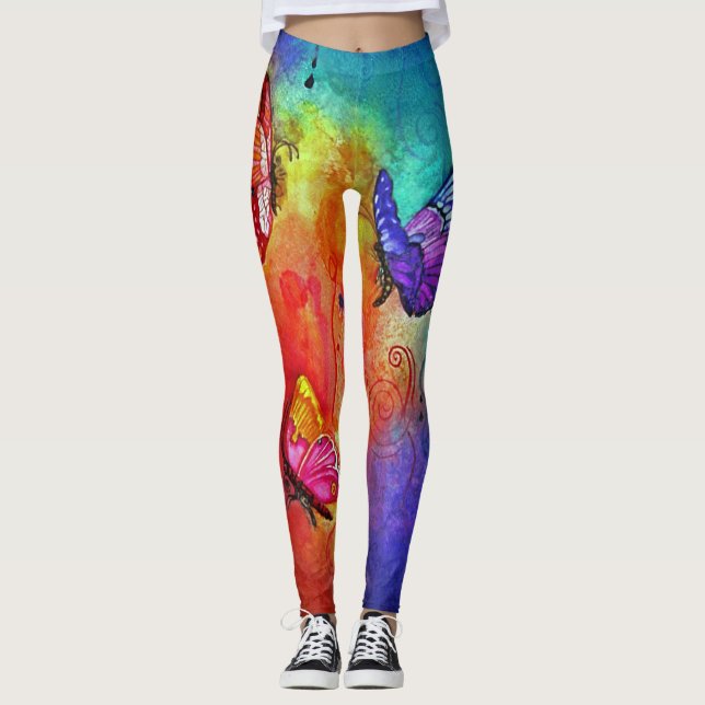 Leggings do Colorblast de Borboleta (Frente)