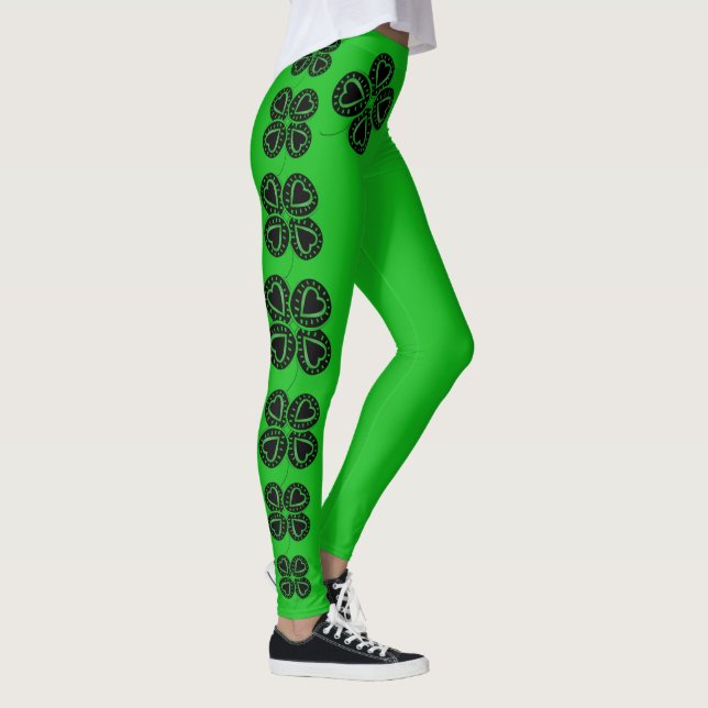 Leggings do Coração de Shamrock no Dia de São Patr (Direita)