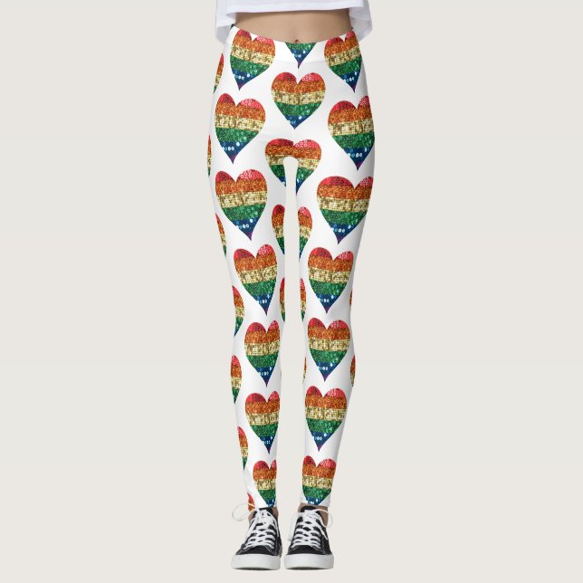 leggings do coração do arco-íris lgbt (Frente)