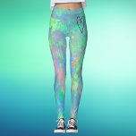 Leggings do Coração Óptico Azul<br><div class="desc">Estas leggings apresentam um impressionante fundo opal azul com um coração negro na frente e sotaques dourados. Veja nosso compro para designs opais azuis mais impressionantes!</div>