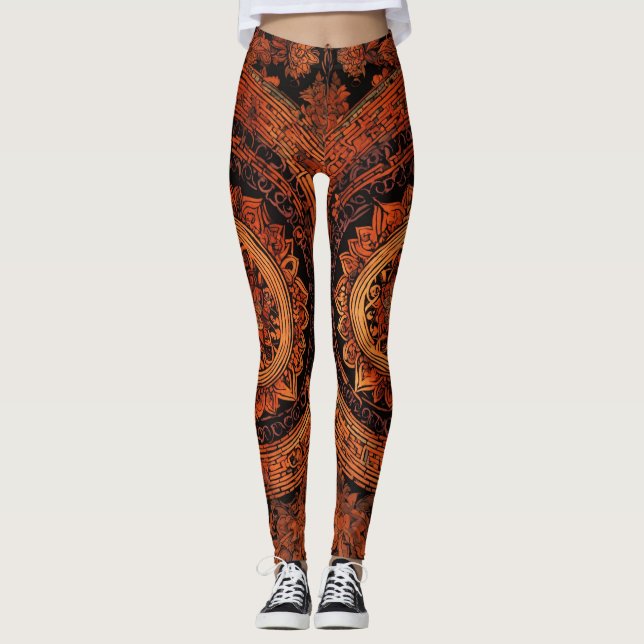 Leggings do Designer com Padrões Inspirados na Tat (Frente)