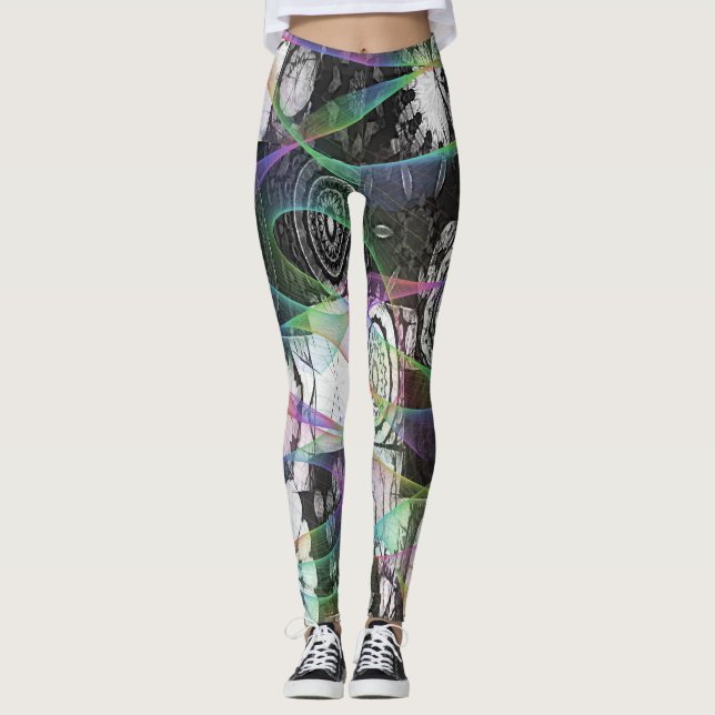 Leggings do Designer de Abstrato de Mandela Wild (Frente)