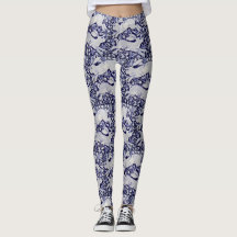 Leggings do Designer de Coelho Azul e Branco