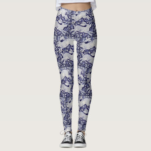 Leggings do Designer de Coelho Azul e Branco