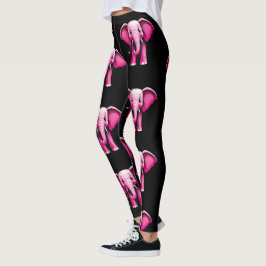 Leggings do Designer de Elefantes Rosa