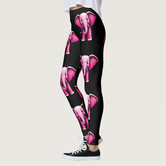 Leggings do Designer de Elefantes Rosa (Esquerda)