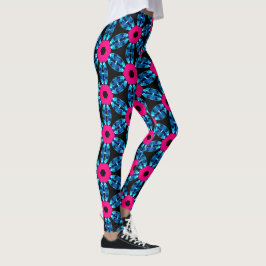 Leggings do Designer de Gemstone Azul e Rosa Quent