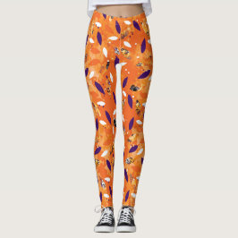 Leggings do Dia das Bruxas de Penas Laranja
