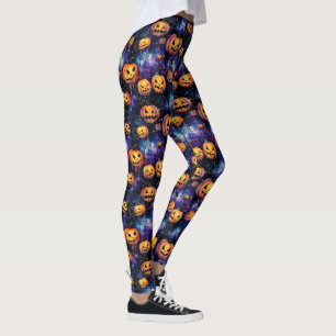 Leggings do Dia das Bruxas Jack-O-Lanternas Laranj