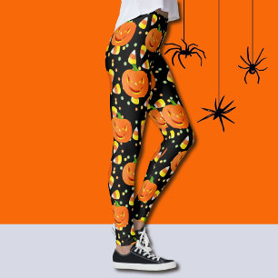 Leggings do Dia das Bruxas Jack-O-Lanternas Laranj