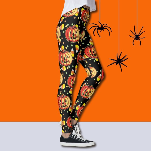 Leggings do Dia das Bruxas Jack-O-Lanternas Laranj (Criador carregado)
