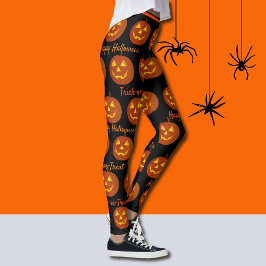 Leggings do Dia das Bruxas Jack-O-Lanternas Laranj