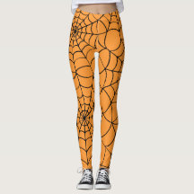 Leggings do Dia das Bruxas na Web de Aranha Laranj
