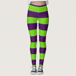 Leggings do Dia das Bruxas Verde e Roxo