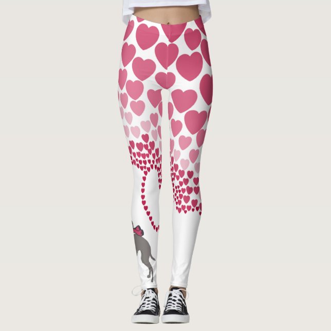 Leggings do Dia de os namorados Greyhound Italiano (Frente)