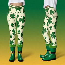 Leggings do Dia de São Patrício com Trevo
