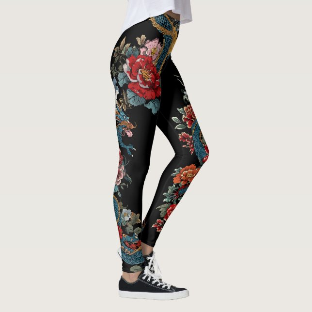 Leggings do Dragão no Estilo de Tatuagem Japonês (Direita)