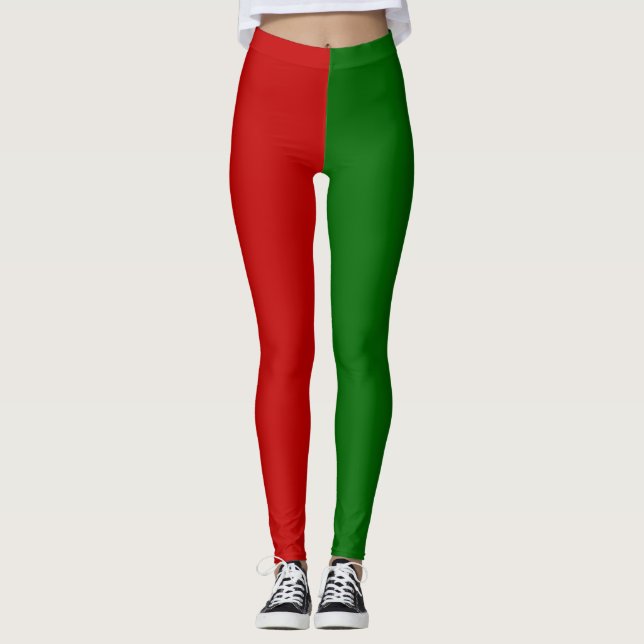 Leggings Do Elf De Natal Vermelho E Verde (Frente)