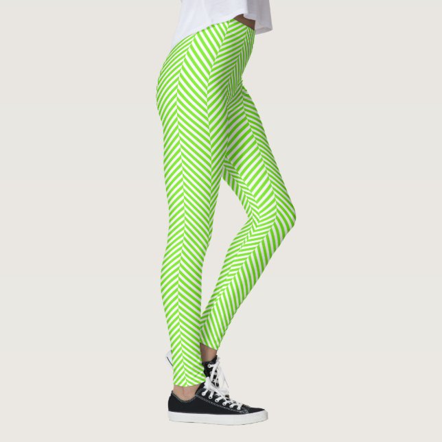 Leggings do estilo crocante verde e branco (Direita)