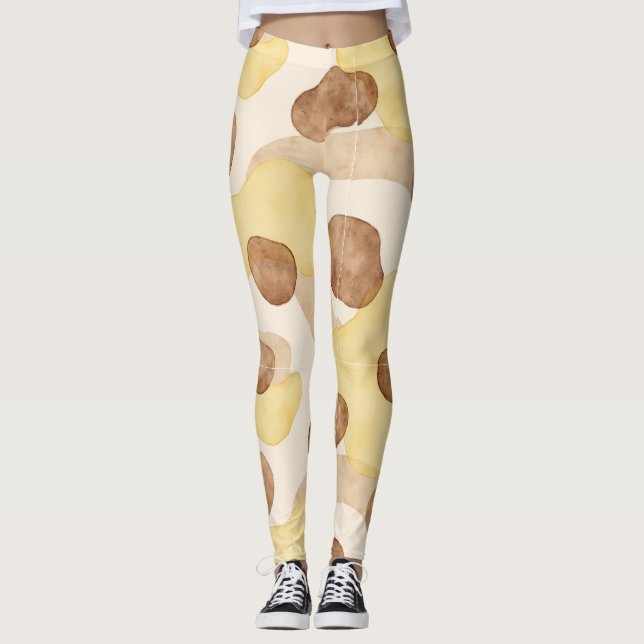 Leggings do estilo da camuflagem amarela castanha (Frente)