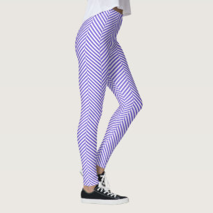 Leggings do estilo de chevron branco roxo