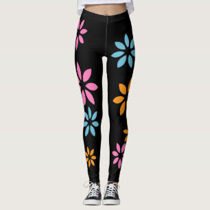 Leggings do Exercício de Padrões Florais Coloridos